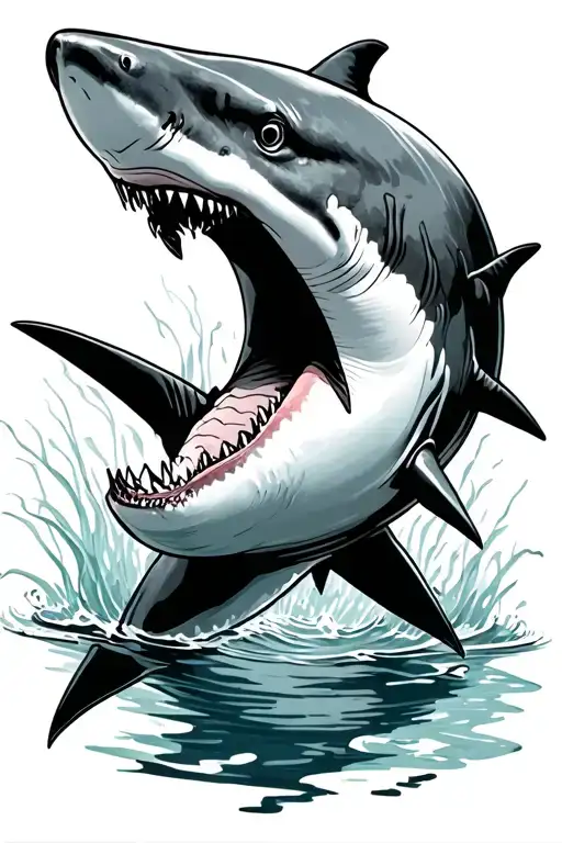 hammer head shark swimming tattoo design idea
