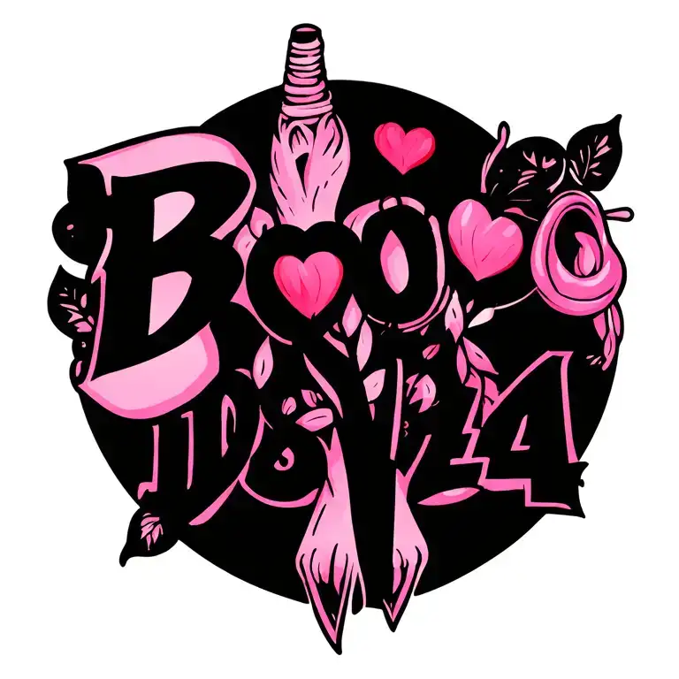 "Boo-03-14-2024" Breast Cancer tattoo design idea