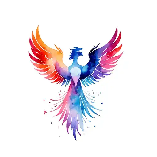 feminine Phoenix wings spread tattoo design idea