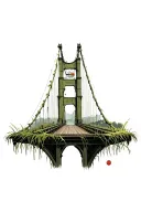 a detailed bridge that’s old over in grass and vines being held up buy gods hands with nba youngboy verse im holding up  tattoo design idea