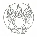 Campfire with three flames and 14 in roman numerals tattoo design idea