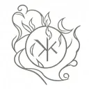 Campfire with three flames and 14 in roman numerals tattoo design idea