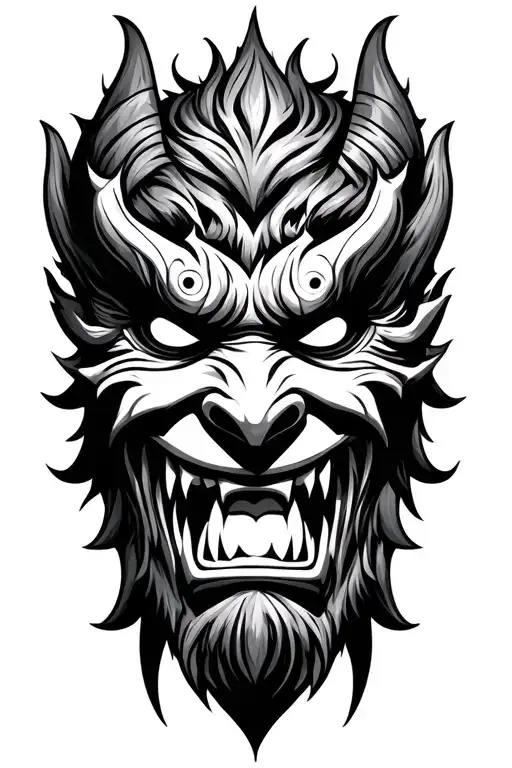 Oni Demon Mask tattoo design idea