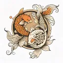 koi fish -yin yang ,moon and sun tattoo design idea