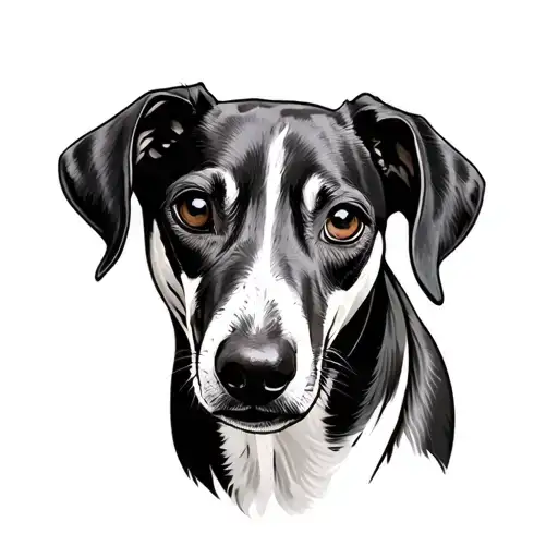 whippet dog face tattoo design idea