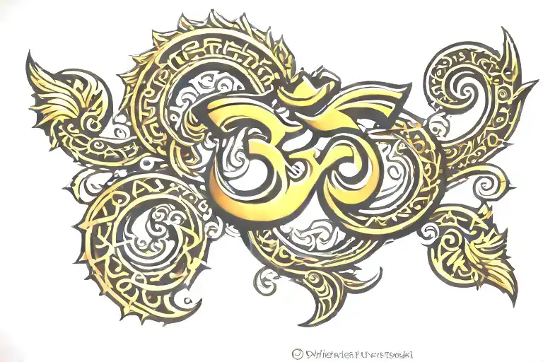 om with swastik symbol tattoo design idea