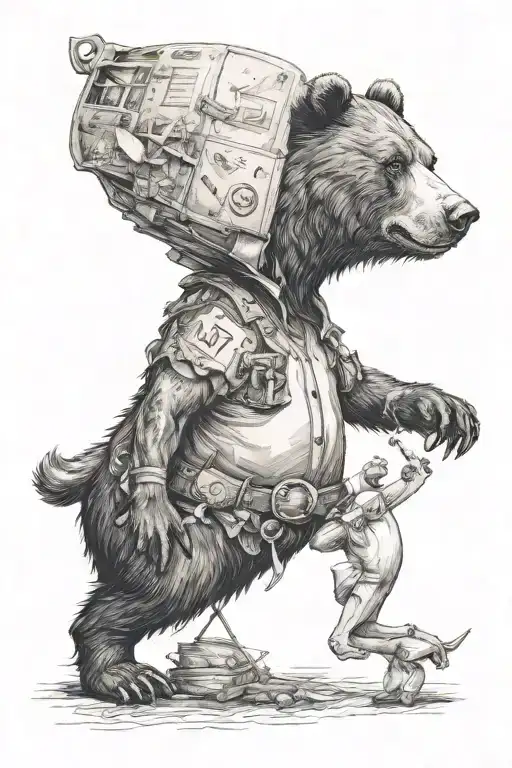 bear and risk are rich   tattoo design idea