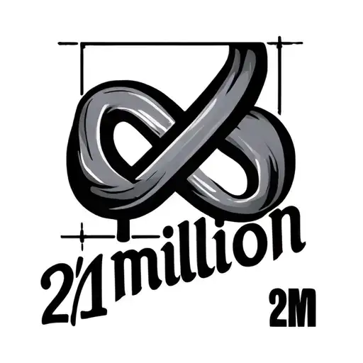 infinity symbol with a division mark below it and 21 M (million) below it in bold font tattoo design idea