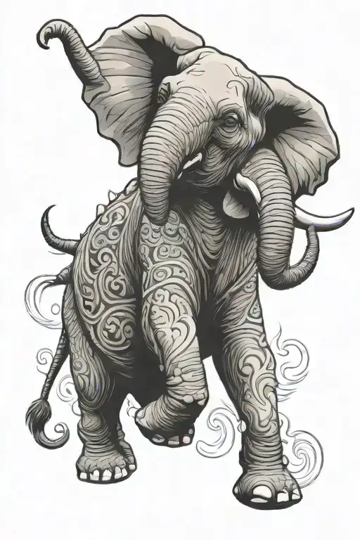 angry elephant tattoo design idea
