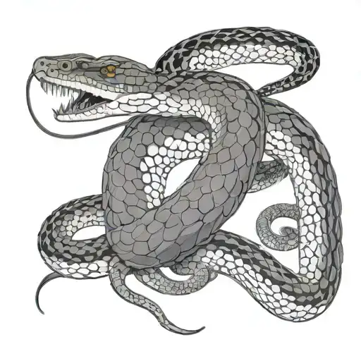 Garter snake wrapped around a dragon flying tattoo design idea