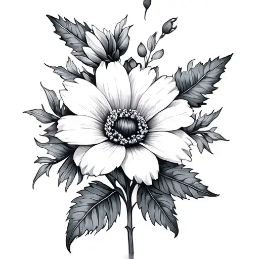 September and August birth flower tattoo design idea
