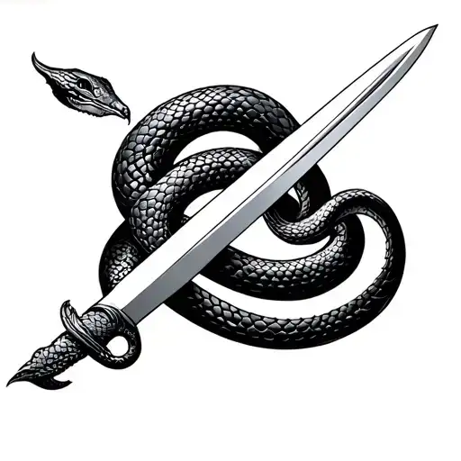 snake sword tattoo design idea