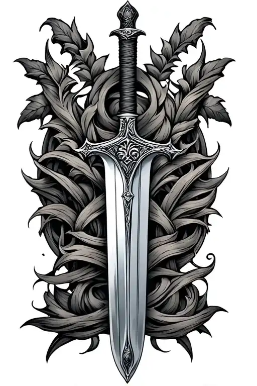 Scottish claymore sword tattoo design idea
