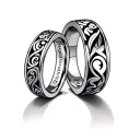 Two rings with the first names and date of birth of our 2 children as well as our wedding date and our first names tattoo design idea