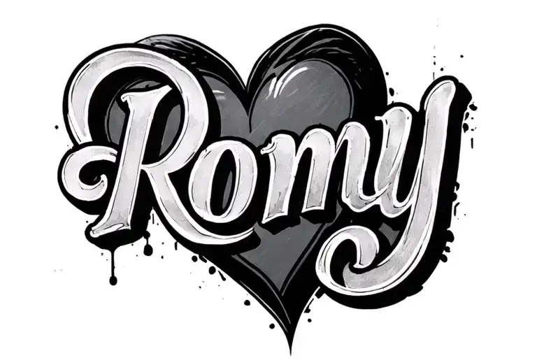 "Romy" herz tattoo design idea