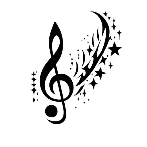 treble clef with stars tattoo design idea