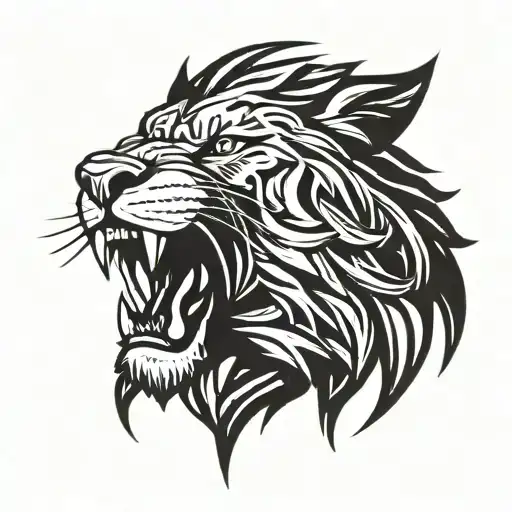 lion head angry wolf tattoo design idea