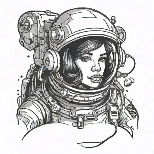 rosa sexi astronaut girl tattoo design idea