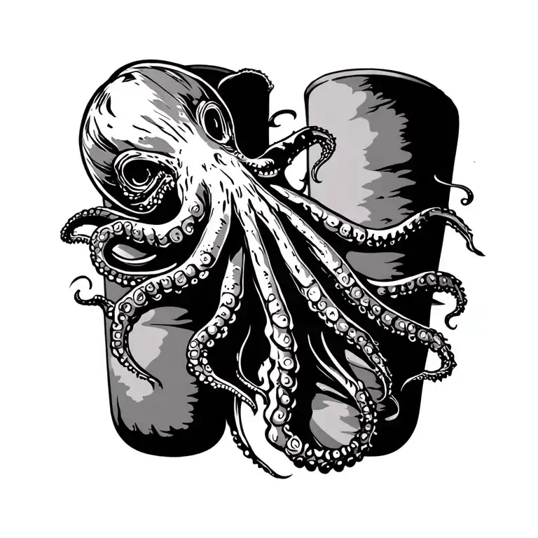 Squid flowing from foot up leg tattoo tattoo design idea