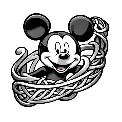 mickey mouse ring finger tattoo with celtic knots tattoo design idea