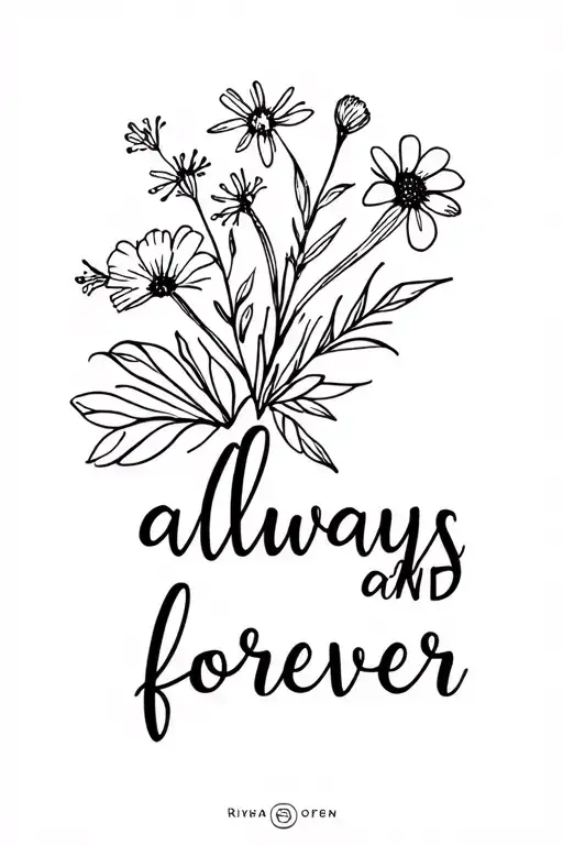 august birth flowers and may birthflowers into a bouquet with the words always and forever  tattoo design idea