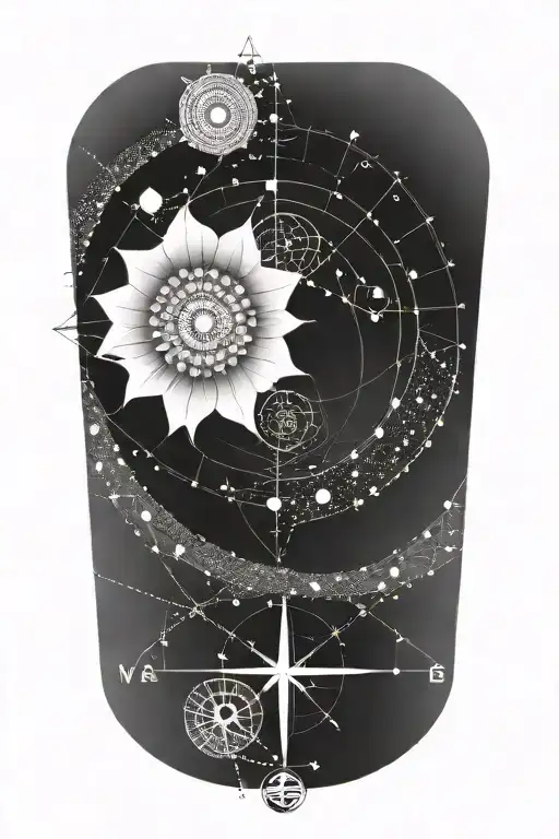 fibonacci sequence with compass design tattoo design idea