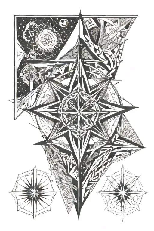 north star bohemian tattoo design idea