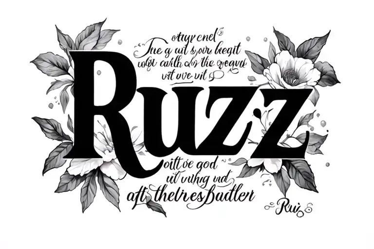 Ruiz Cursive lyrics at the abdomen tattoo design idea