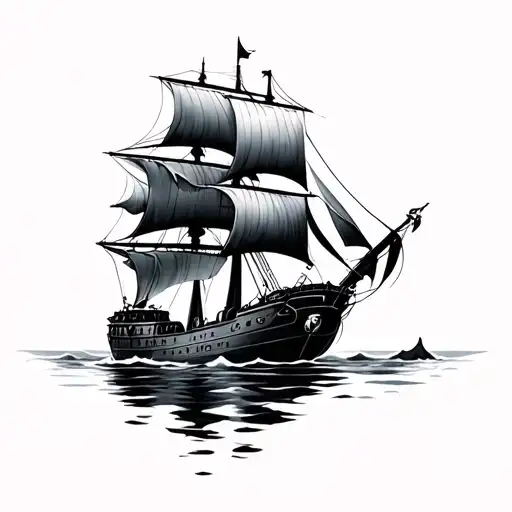 Black Pearl Ship tattoo design idea