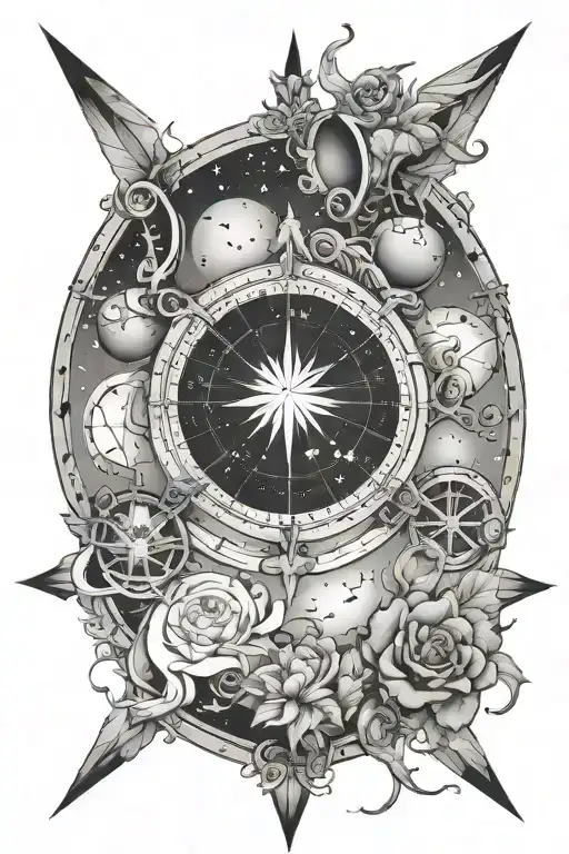 zodiacs Aries, Libra, Sagittarius, Capricorn constellation tattoo design idea