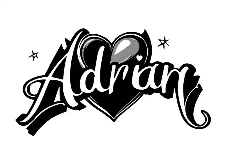 "Adrian " medium for my hand tattoo with a heart  tattoo design idea