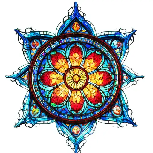 Rose Window from Notre dame cathedral stained glass tattoo design idea