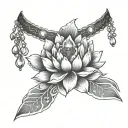 garter with lotus and pendants tattoo design idea