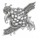 garter with lotus and pendants tattoo design idea