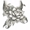garter with lotus and pendants tattoo design idea