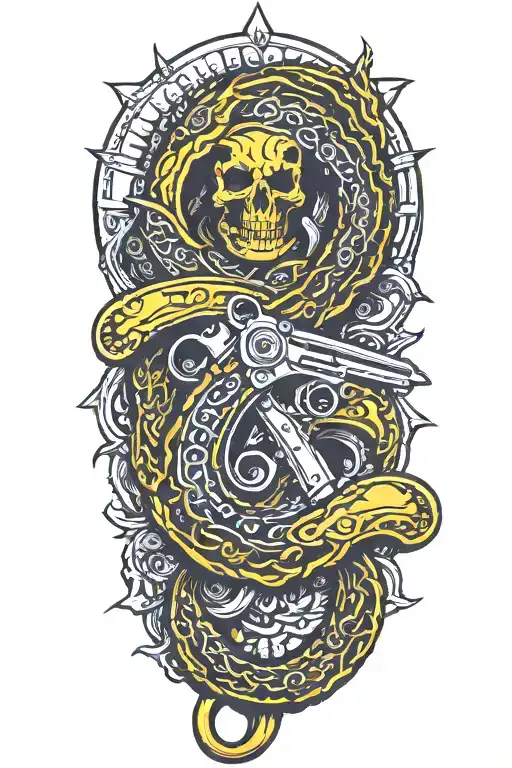 don't tread on me flintlock pistols tattoo design idea