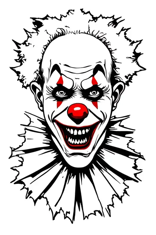 scary clowns grotesque ripped flesh tattoo design idea