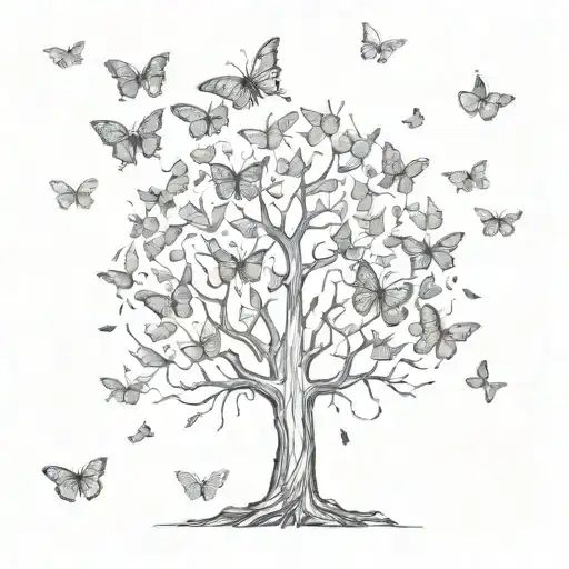 Poision Tree with Butterflies tattoo design idea