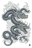 dragon with lightning in the background tattoo design idea