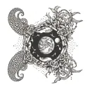 earth and water signs intertwined tattoo design idea