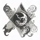 earth and water signs intertwined tattoo design idea