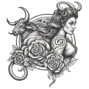   Aquarius woman with Taurus tattoo on her  tattoo design idea