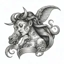   Aquarius woman with Taurus tattoo on her  tattoo design idea