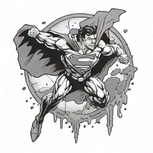 rain, thunder, moon surrounded, superman logo tattoo design idea