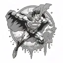 rain, thunder, moon surrounded, superman logo tattoo design idea