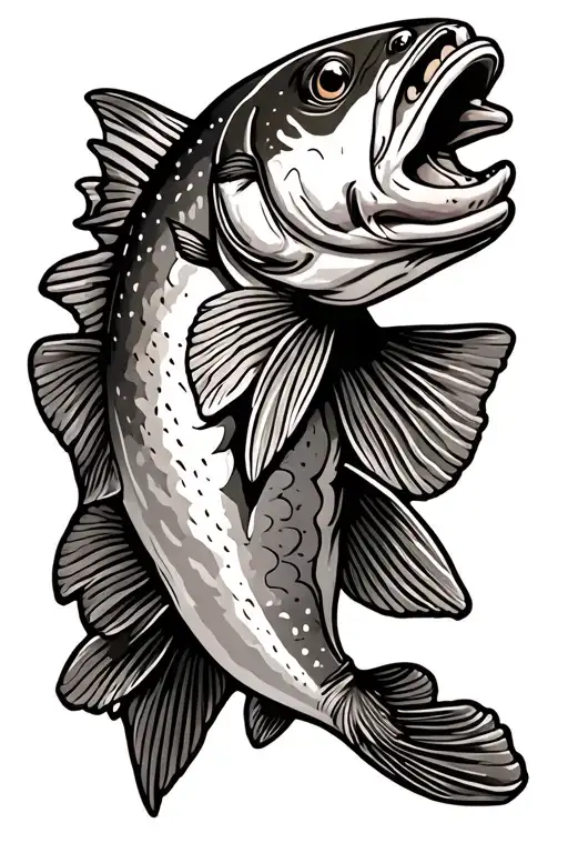 rainbow trout jumping tattoo design idea