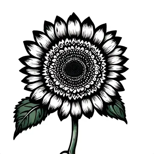 sunflower with mandala design incorporating tattoo design idea