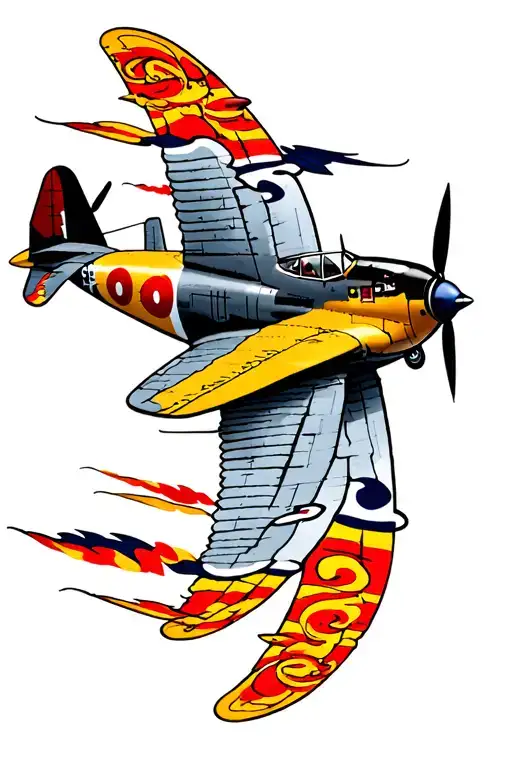 Spitfire flying tattoo design idea
