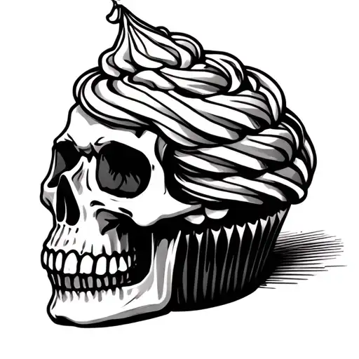 baking cupcake skull gothic tattoo design idea