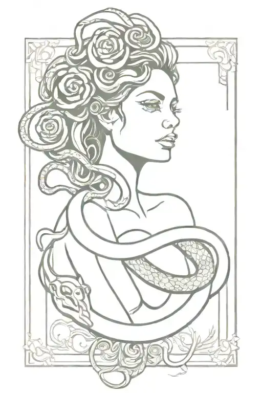 medusa tarot card with snake tattoo design idea